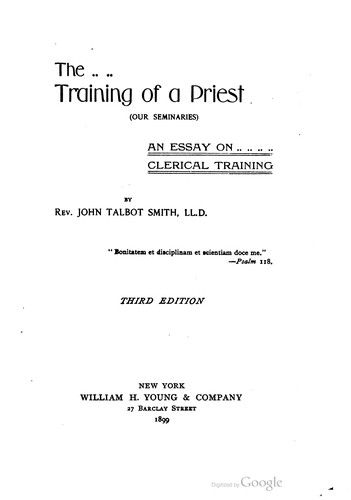 Cover of The training of a priest