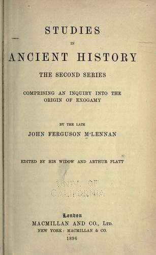 Cover of Studies in ancient history
