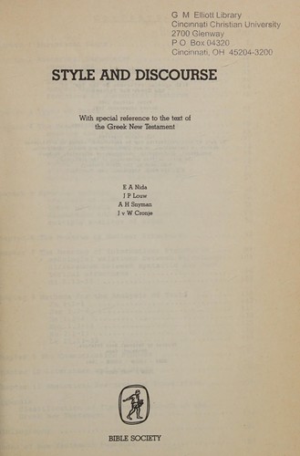 Cover of Style and discourse