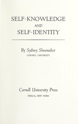 Cover of Self-knowledge and self-identity