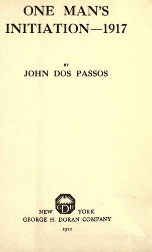 Cover of One man's initiation--1917