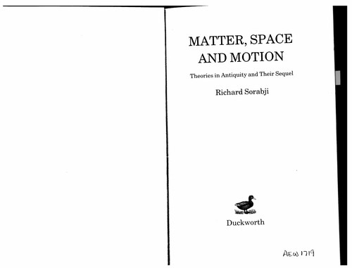 Cover of Matter, space, and motion