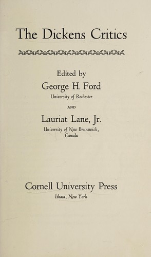 Cover of The Dickens critics