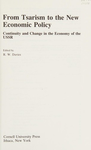 Cover of From Tsarism to the New Economic Policy