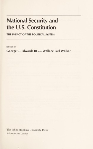 Cover of National security and the U.S. Constitution