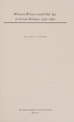 Cover of Women writers and old age in Great Britain, 1750-1850