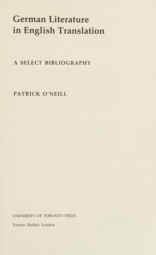 Cover of German Literature in English Translation