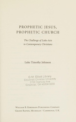 Cover of Prophetic Jesus, prophetic church