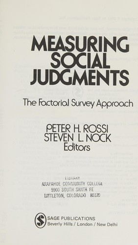 Cover of Measuring Social Judgments