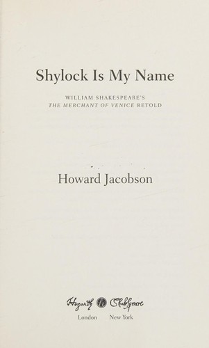 Cover of Shylock is my name