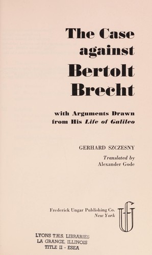 Cover of The case against Bertolt Brecht