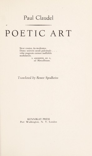 Cover of Poetic art