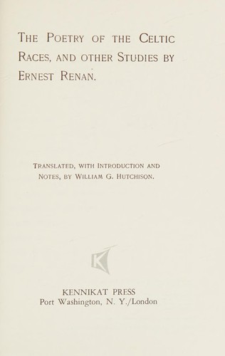 Cover of The Poetry of the Celtic Races, and Other Studies
