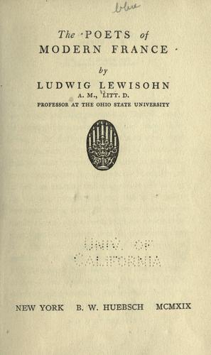 Cover of The poets of modern France