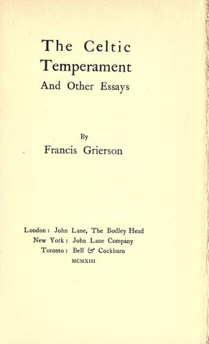 Cover of The Celtic temperament