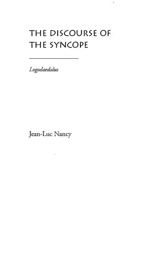 Cover of The Discourse of the Syncope: Logodaedalus (Meridian: Crossing Aesthetics)