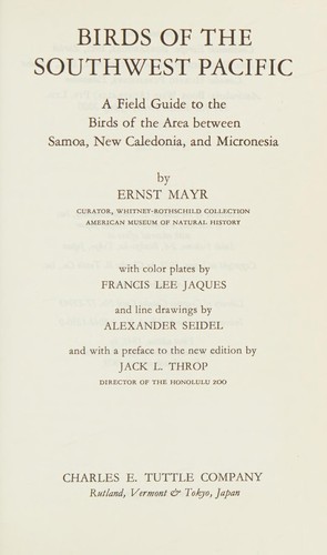 Cover of Birds of the Southwest Pacific