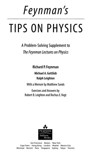 Cover of Tips on Physics: A Problem-solving Supplement to the Feynman Lectures on Physics