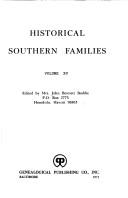 Cover of Historical Southern Families