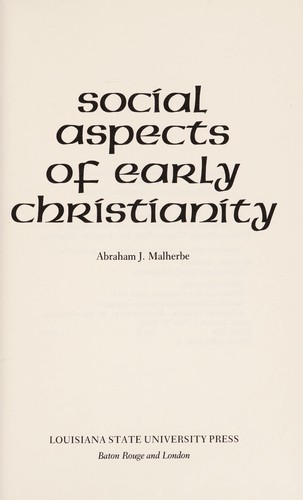 Cover of Social aspects of early Christianity