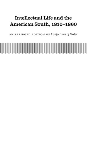 Cover of Intellectual life and the American South, 1810-1860