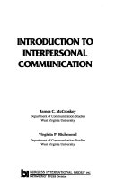 Cover of Introduction Interpersonal Communication