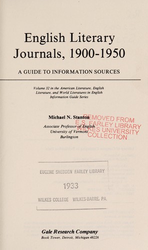 Cover of English Literary Journals, 1900-1950