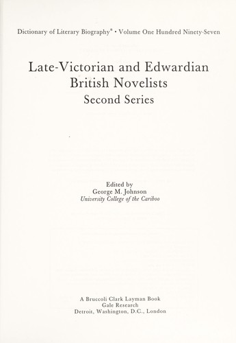 Cover of Late Victorian and Edwardian British Novelists