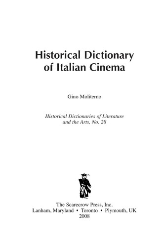 Cover of Historical dictionary of Italian cinema