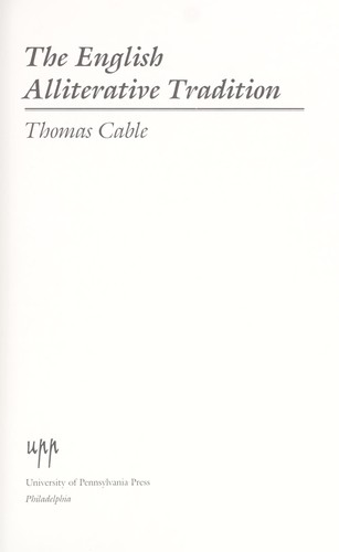 Cover of The English alliterative tradition