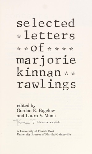 Cover of Selected letters of Marjorie Kinnan Rawlings