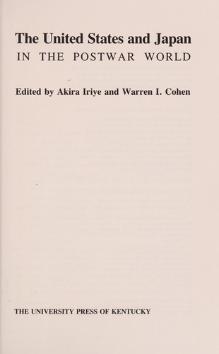 Cover of The United States and Japan in the postwar world