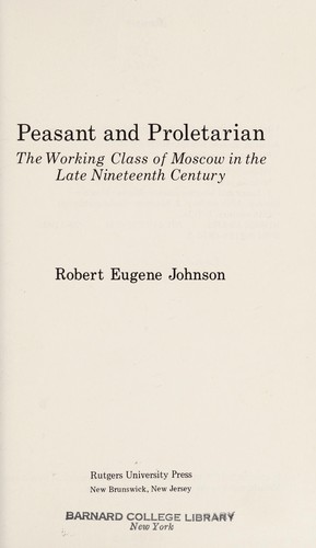 Cover of Peasant and proletarian