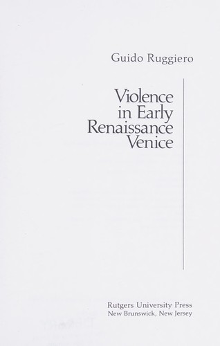 Cover of Violence in early Renaissance Venice