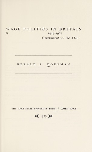 Cover of Wage politics in Britain, 1945-1967