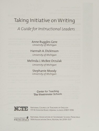Cover of Taking initiative on writing