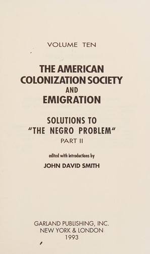 Cover of The American Colonization Society and emigration