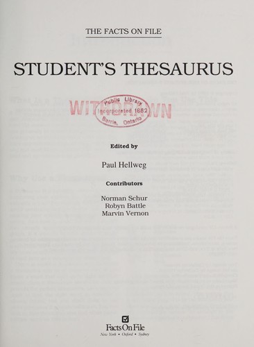Cover of The Facts on File student's thesaurus