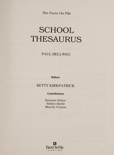 Cover of The Facts on File school thesaurus