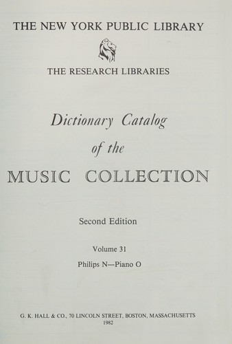 Cover of Dictionary catalog of the music collection