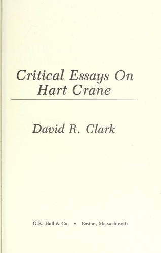 Cover of Critical essays on Hart Crane