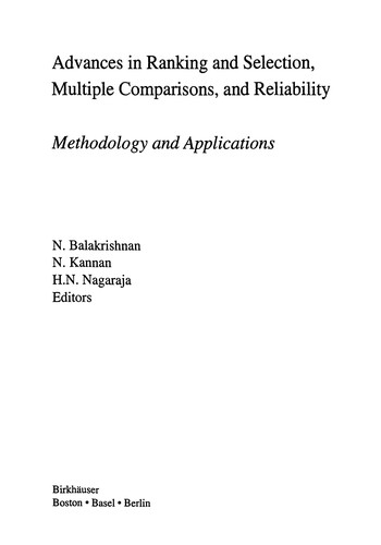 Cover of Advances in ranking and selection, multiple comparisons and reliablility