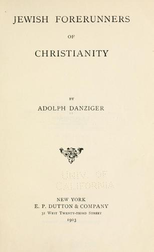 Cover of Jewish forerunners of Christianity