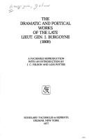 Cover of The dramatic and poetical works of the late Lieut. Gen. J. Burgoyne