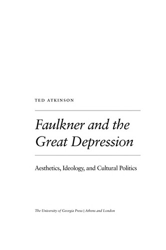 Cover of Faulkner and the Great Depression