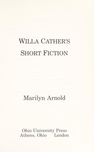 Cover of Willa Cather's short fiction
