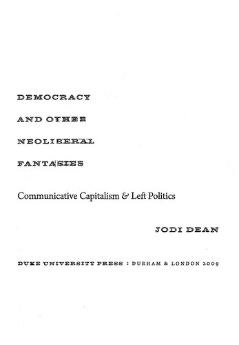 Cover of Democracy and other neoliberal fantasies