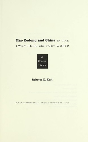 Cover of Mao Zedong and China in the twentieth-century world