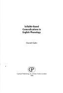 Cover of Syllable-based generalizations in English phonology