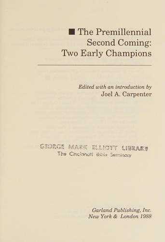 Cover of Premillennial Second Coming